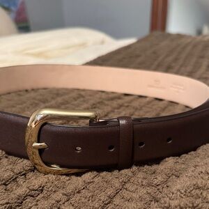 B-Low the Belt Kennedy Leather Dark Brown Belt with Gold Buckle